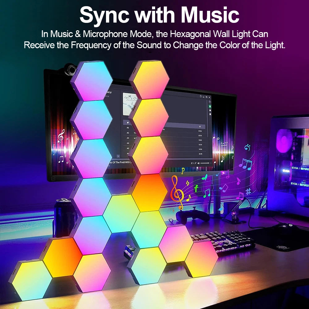 Hexagon Lights Wall RGB Panel Smart APP